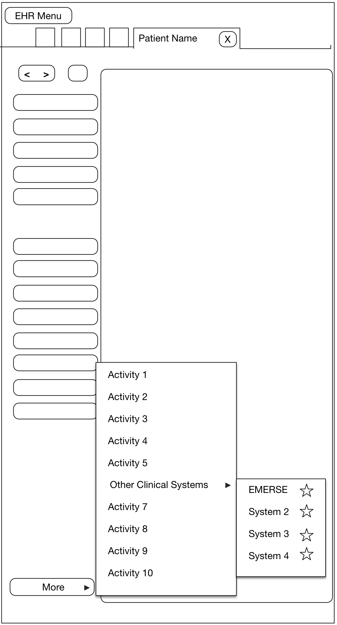 EMERSE menu option from within the EHR