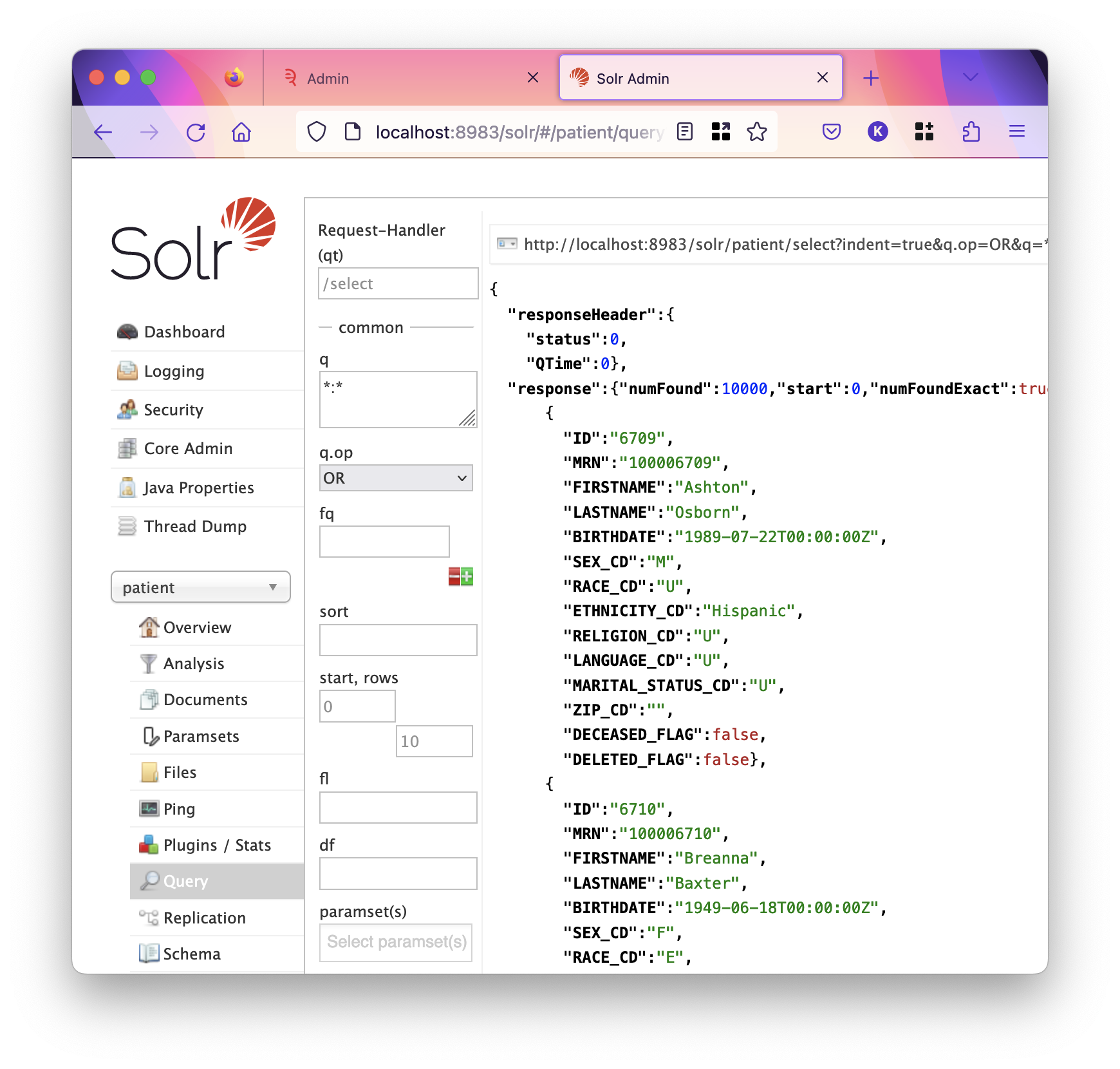 fields patient solr doc