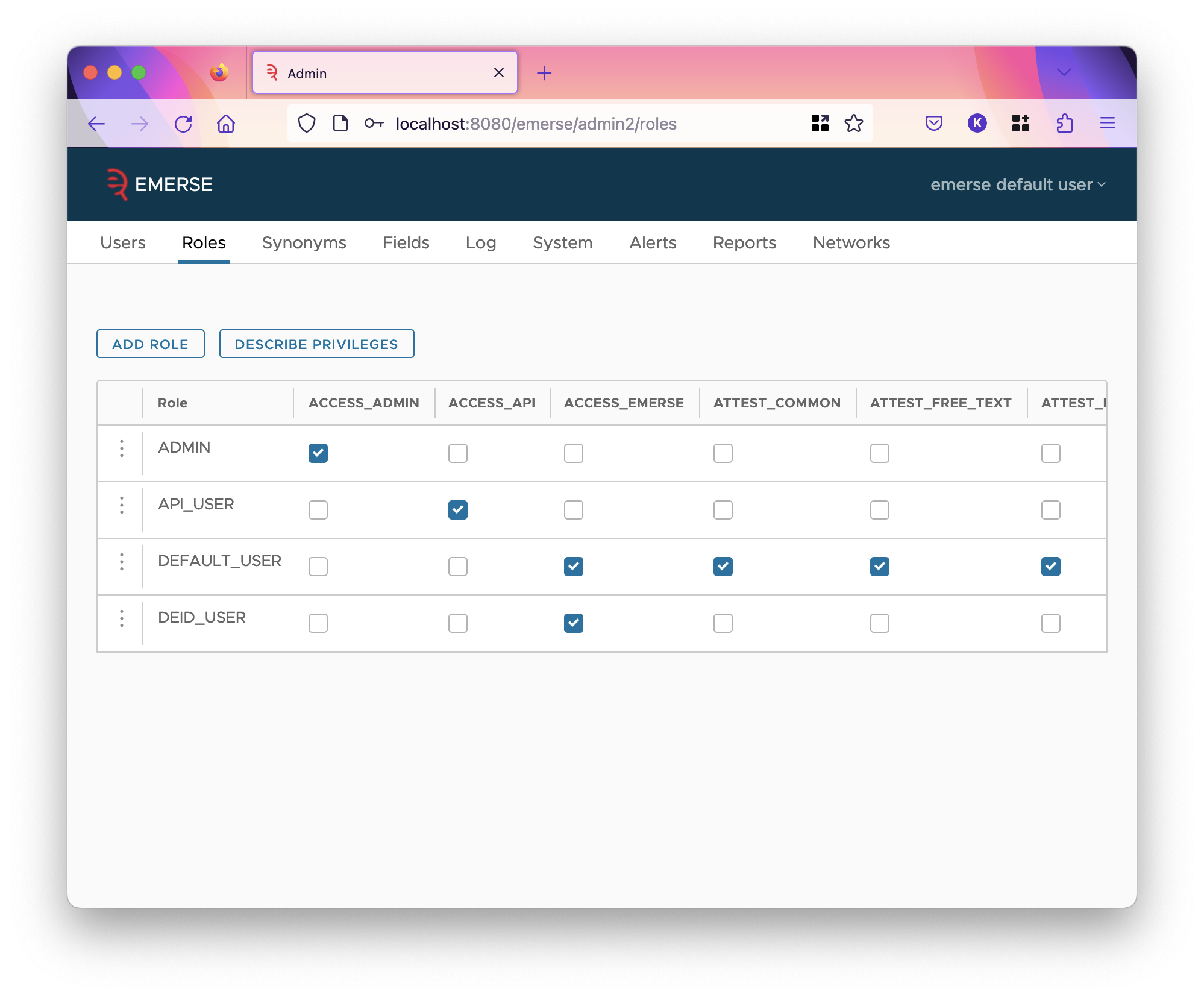 roles page