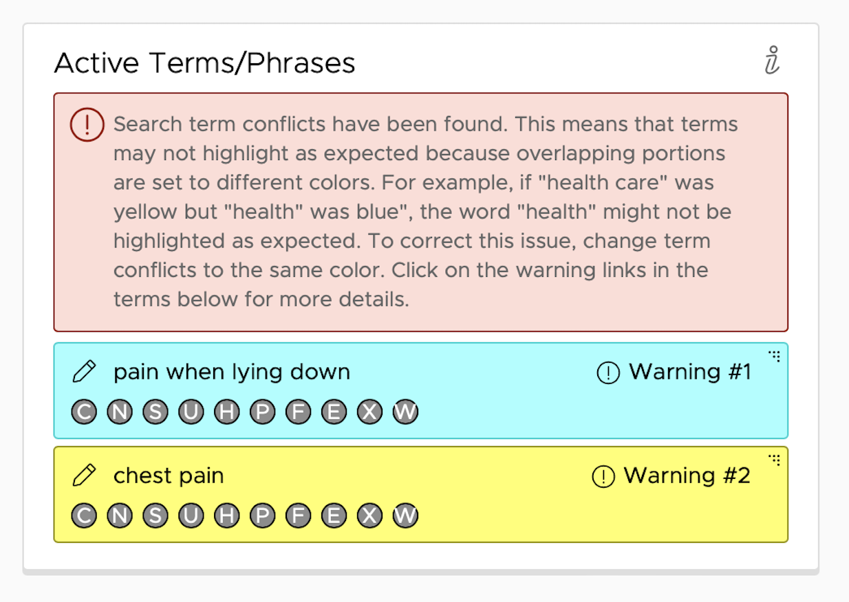 search term color conflict warning